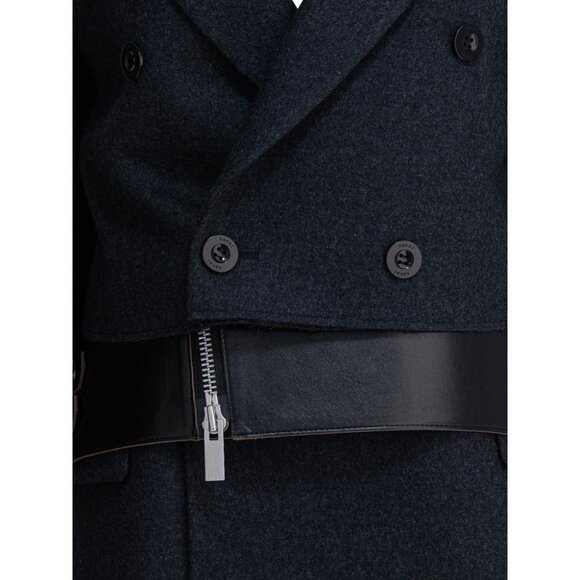 Sacai Wool And Leather Coat Tag Size 1 Women - Picture 3 of 4